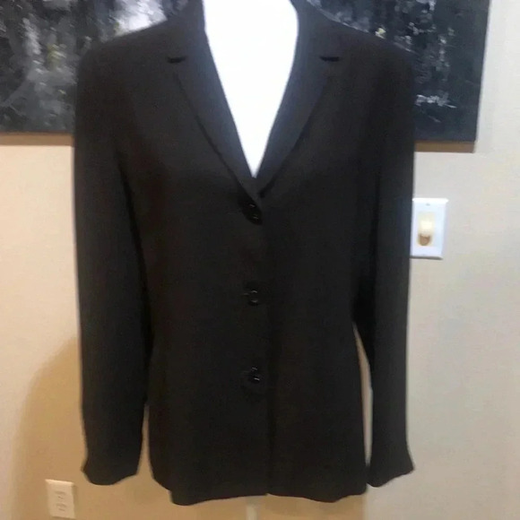 Anne Klein Brown Button Front Blazer with Pockets - Picture 1 of 9